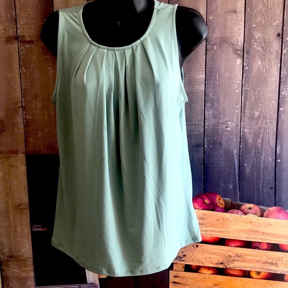 Zenana Sleeveless Blouse Sage Green XL